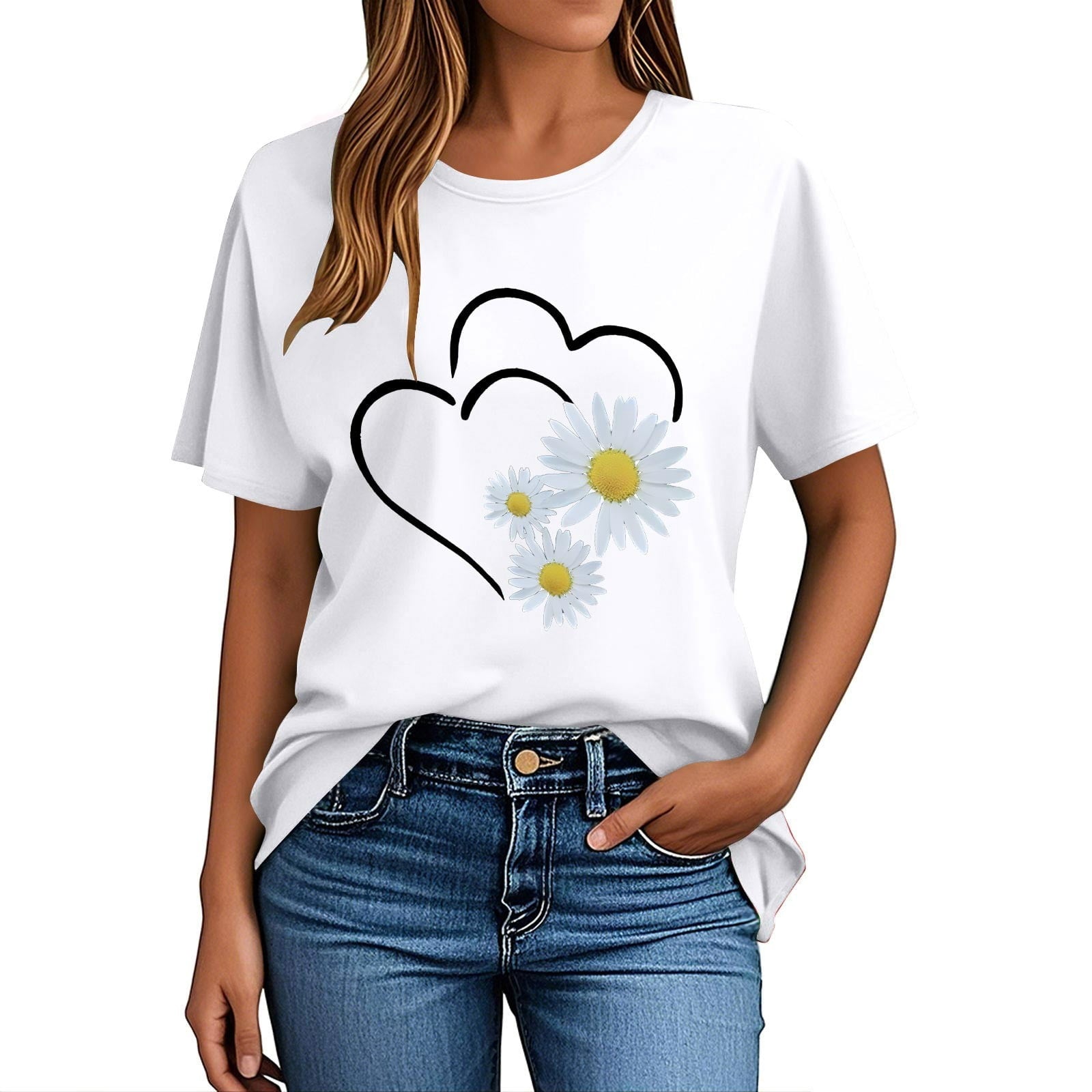 Nmnitkp Womens Tops Valentines Day Graphic Tee - Crewneck Short Sleeve Print Top Black,2XL