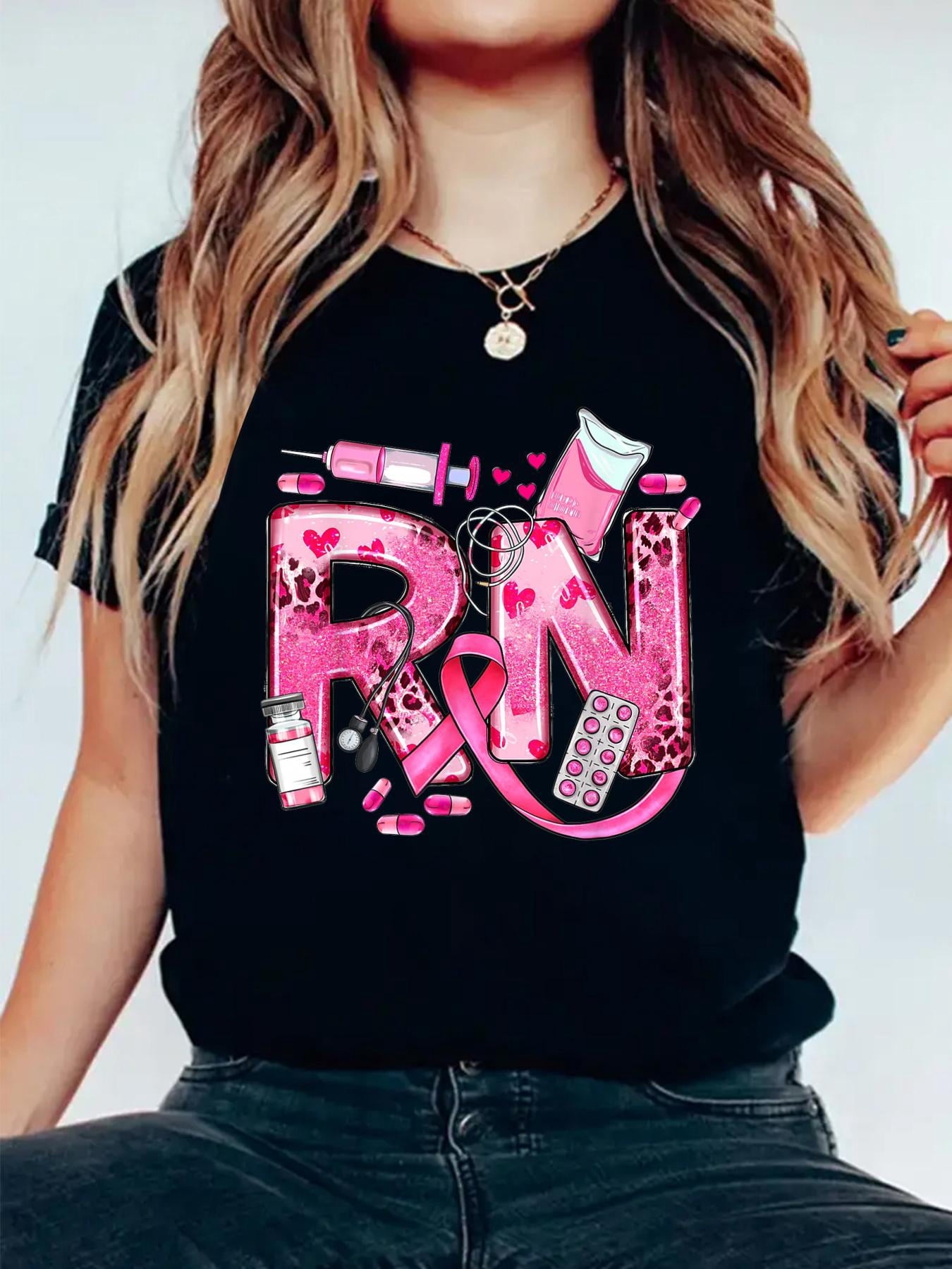 Nurse Breast Cancer Awareness Pink Ribbon Nursing RN Life T-Shirt