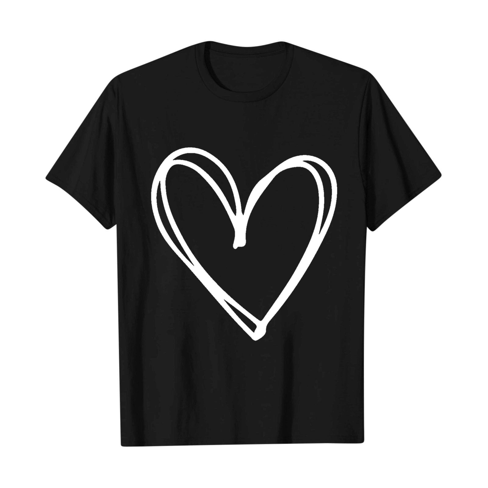Posijego Valentine's Day Shirt for Women Heart Printed Graphic Tees Summer Short Sleeve Casual Tops