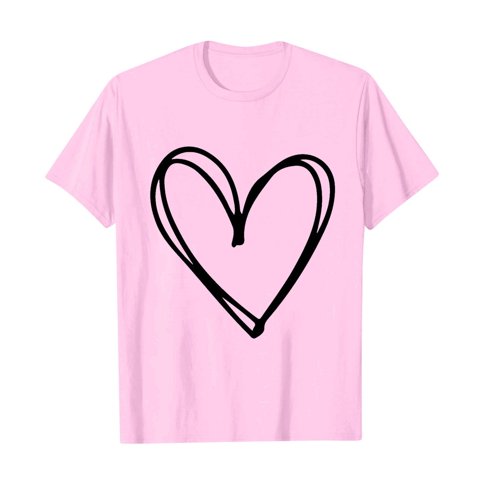 Posijego Valentine's Day Shirt for Women Heart Printed Graphic Tees Summer Short Sleeve Casual Tops