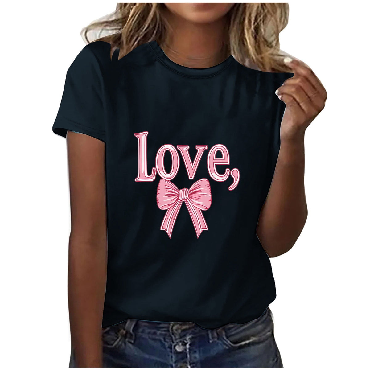ShiShine Women's Love Graphic T Shirt Short Sleeve Casual Crewneck Tee Tops Summer Trendy Valentines Day Shirts