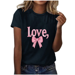 ShiShine Women's Love Graphic T Shirt Short Sleeve Casual Crewneck Tee Tops Summer Trendy Valentines Day Shirts