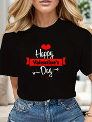 Stylish Happy Valentine's Day Graphic Tees Cotton Soft Stylish Casual Short Sleeve Crew Neck Top Tee For Adult, Men, Women, Teen, Teenager, Adolescent, Youth