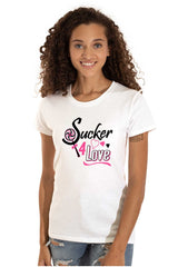 Sucker For Love Funny Valentines Day Womens Slim Fit Graphic Tee Brisco Brands M