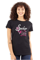 Sucker For Love Funny Valentines Day Womens Slim Fit Graphic Tee Brisco Brands M