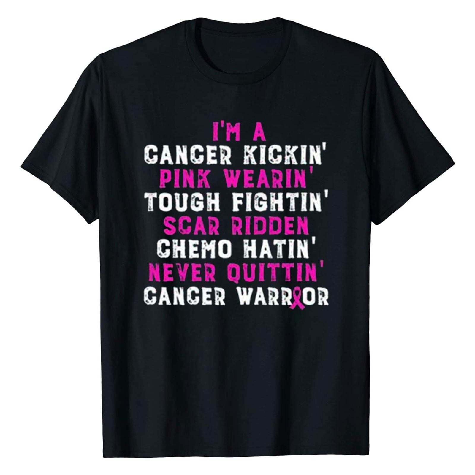 Tarmeek Breast Cancer Shirts Tops for Women/Short Sleeve Shirts/Crewneck Shirt/Tee Shirts with Blessed Breast Cancer Pink Ribbon/Breast Cancer Awareness Breast Cancer Survivor Gifts for Women