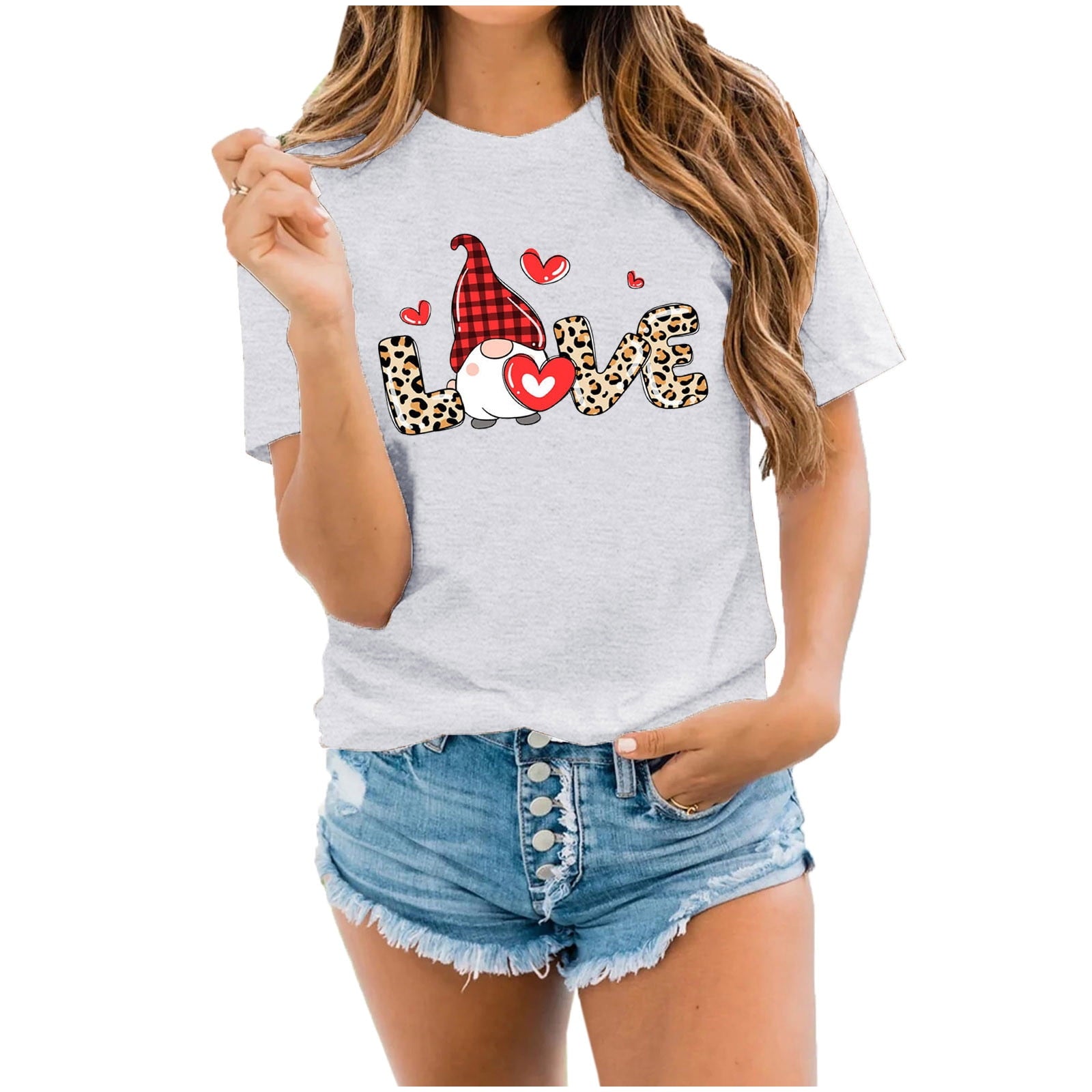 Tbopshirt Valentine's Day T-Shirts Short Sleeve Graphic Tees,Summer Plus Size Tops,Women Fashion Valentines Day Crew Neck Printed Pullover Casual Loose Womens Tops S-XXXL