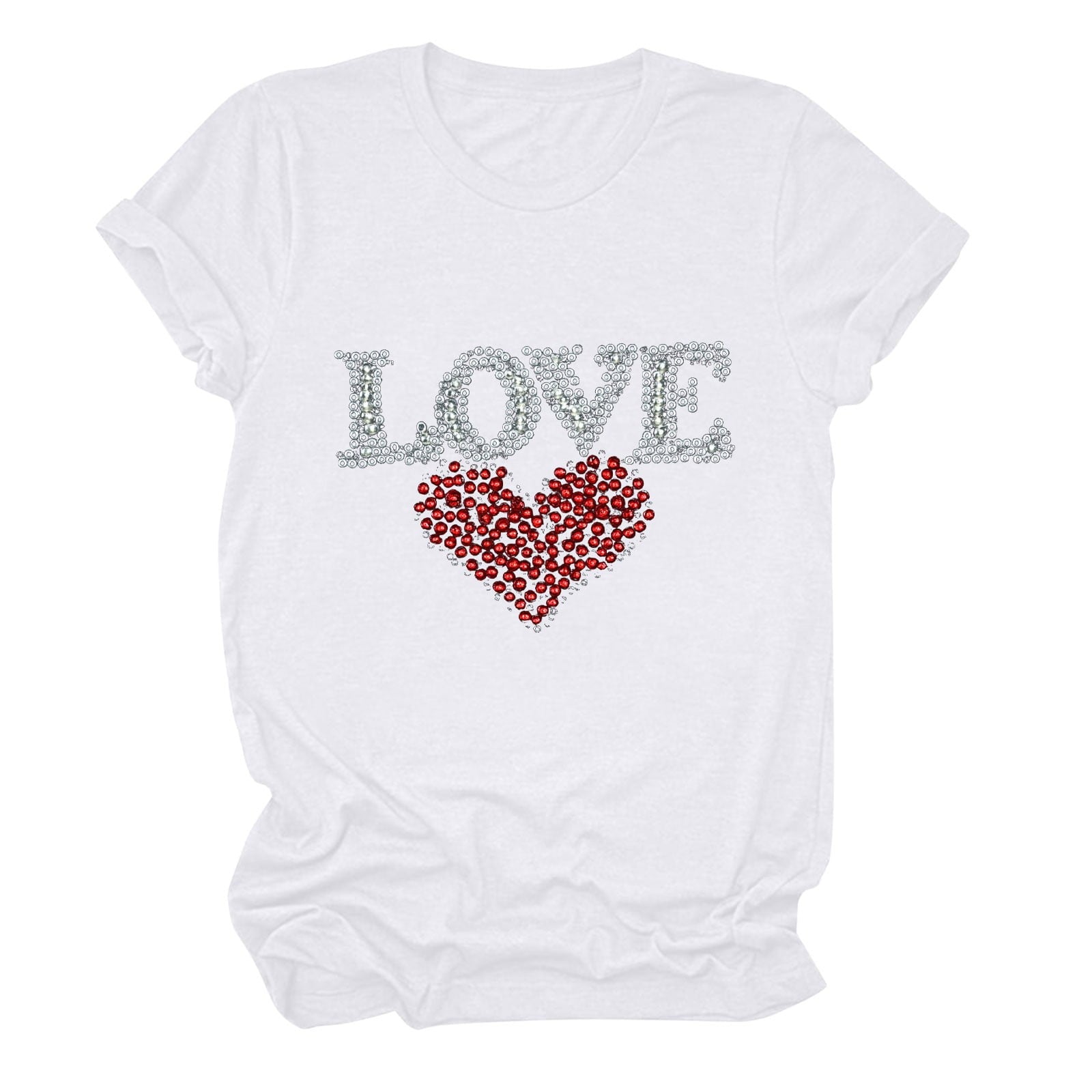 Tbopshirt Valentine's Day T-Shirts for Women Short Sleeve Graphic Tees, Plus Size Womens Tops,Valentines Day Fashion Printed T-shirt S-XXXL