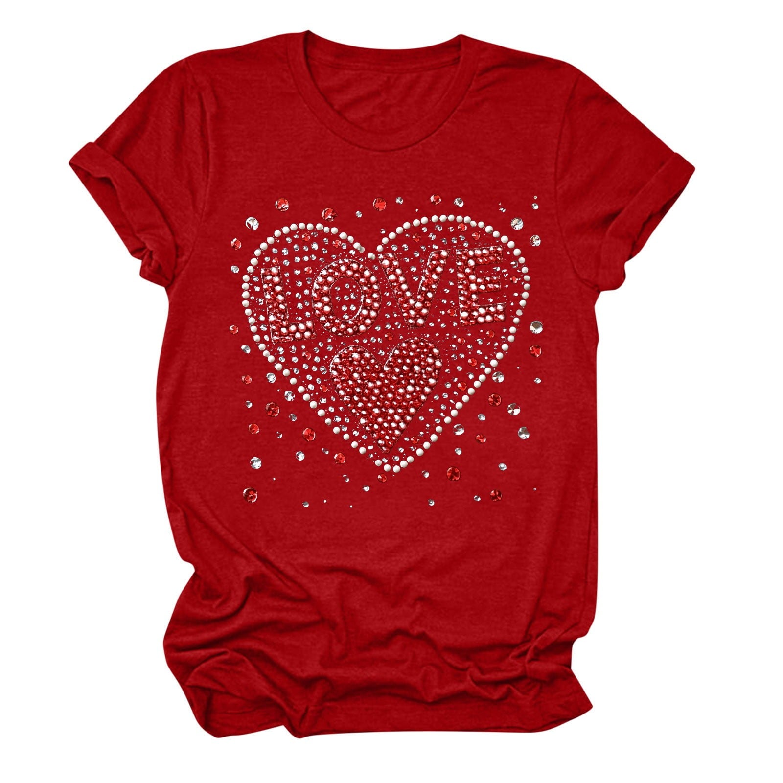 Tbopshirt Valentine's Day T-Shirts for Women Short Sleeve Graphic Tees, Plus Size Womens Tops,Valentines Day Fashion Printed T-shirt S-XXXL