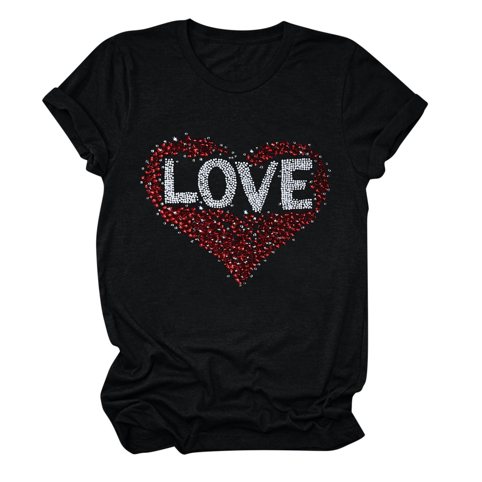 Tbopshirt Valentine's Day T-Shirts for Women Short Sleeve Graphic Tees, Plus Size Womens Tops,Valentines Day Fashion Printed T-shirt S-XXXL