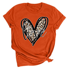 Tbopshirt Valentine's Day T-Shirts for Women Short Sleeve Graphic Tees, Printing Love Heart Round Neck Plus Size Womens Tops S-XXXL