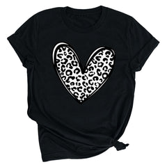 Tbopshirt Valentine's Day T-Shirts for Women Short Sleeve Graphic Tees, Printing Love Heart Round Neck Plus Size Womens Tops S-XXXL