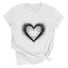 Tbopshirt Valentine's Day T-Shirts for Women Short Sleeve Graphic Tees, Printing Love Heart Round Neck Plus Size Womens Tops S-XXXL