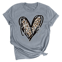 Tbopshirt Valentine's Day T-Shirts for Women Short Sleeve Graphic Tees, Printing Love Heart Round Neck Plus Size Womens Tops S-XXXL
