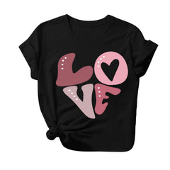 Tbopshirt Womens Tops,Valentine's Day T-Shirts for Women Short Sleeve Graphic Tees,Plus Size Tops,Fashion Women Valentines Day Heart Printed T-shirt Novelty Graphic Tops S-XXXL