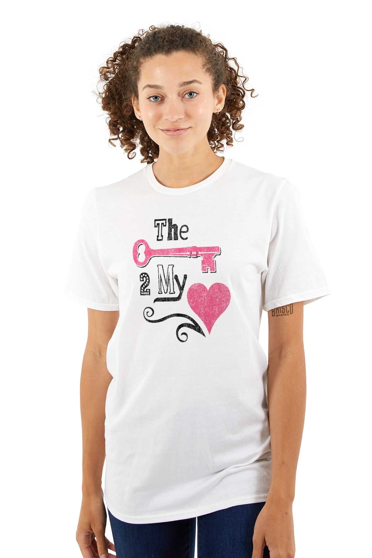 The Key To My Heart Valentines Day Women's Graphic T Shirt Tees Brisco Brands L