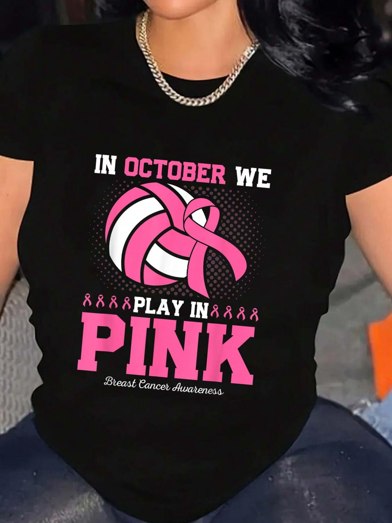 Volleyball Play In Pink Breast Cancer Awareness T-Shirt