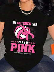 Volleyball Play In Pink Breast Cancer Awareness T-Shirt