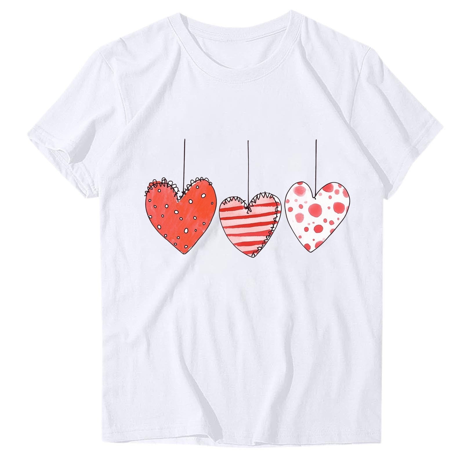 WREESH Women's Tshirts Graphic Tees Valentine's Day Heart Printed Short Sleeve Shirts for 2025 Summer Casual Tops Black