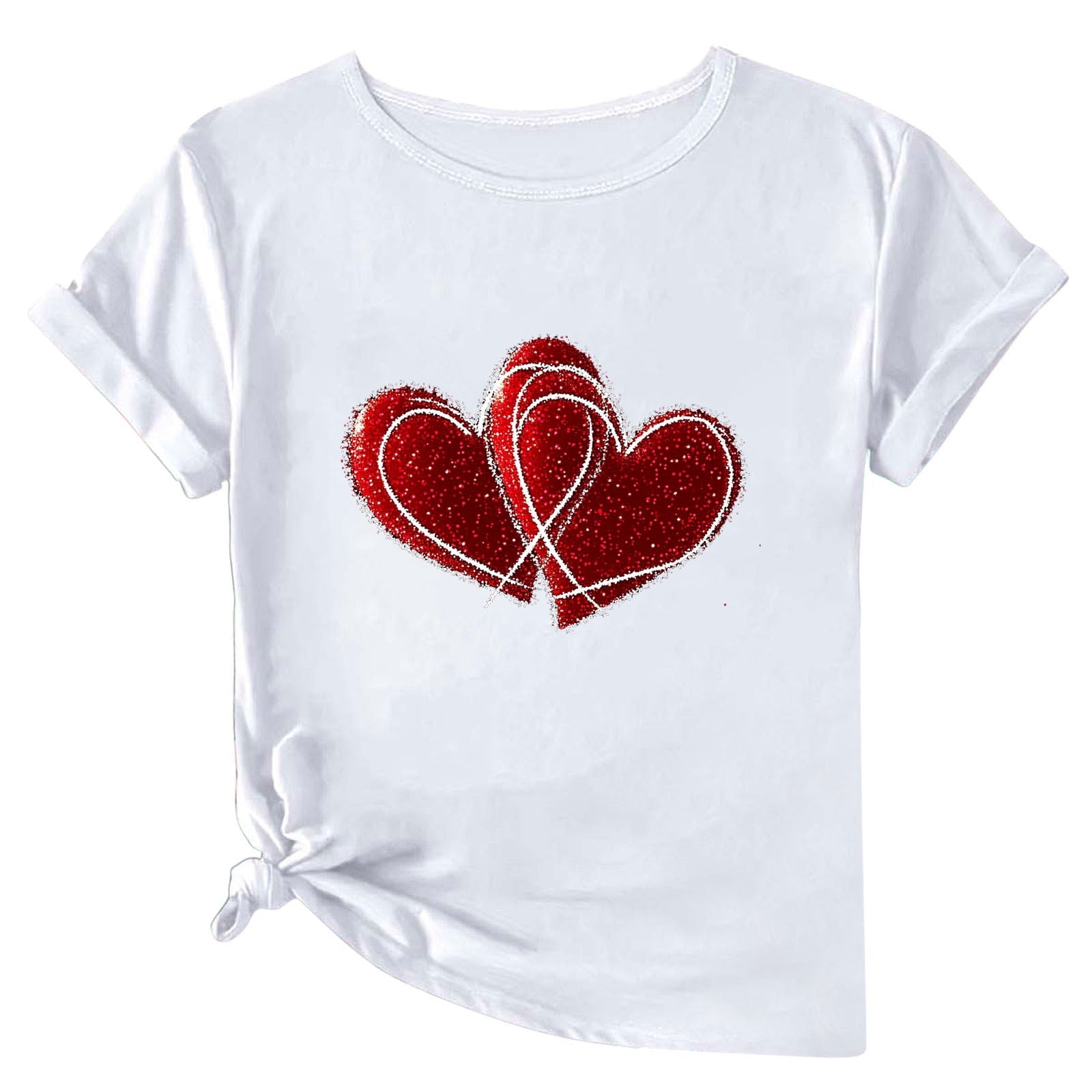 WREESH Womens Graphic Tshirt Valentine's Day Heart Printed Short Sleeve Tees Tops for 2025 Fashion T-Shirts Black