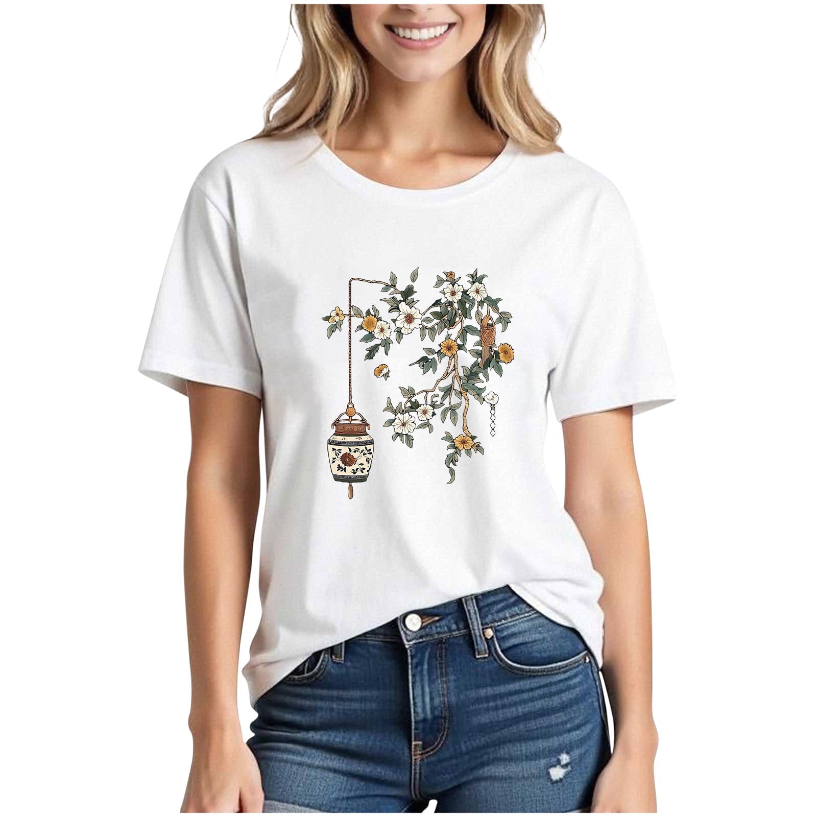 Wiyuqeen Women Breast Cancer Walk Event Breast Cancer Awareness Short Sleeve Tee Pink Ribbon Survivor Graphic Crew Neck Loose Fit Soft Casual Daily Wear Gifts