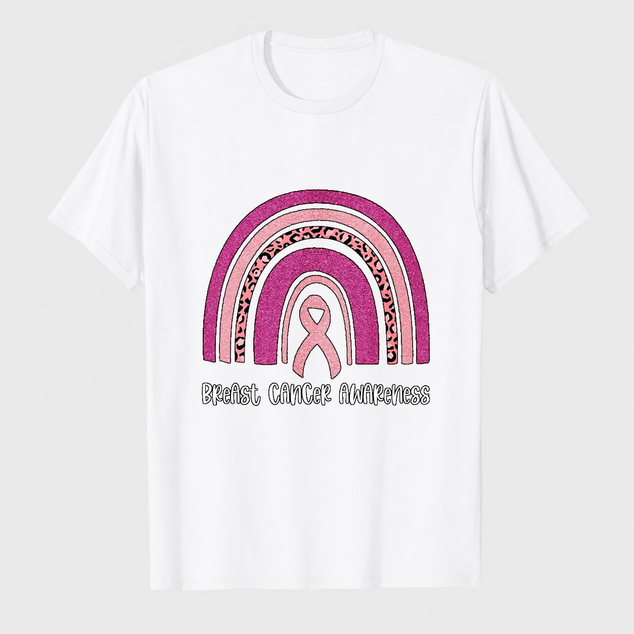 Women's Breast Cancer Awareness Survivor Heart Ribbon Graphic T-Shirt, 100% Cotton Short Sleeve Shirt