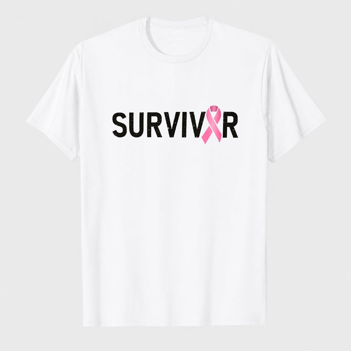 Women's Breast Cancer Awareness Survivor Ribbon Graphic T-Shirt, 100% Cotton Short Sleeve Shirt