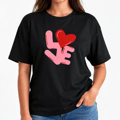 Women's Love Heart Graphic T-Shirt, Valentine's Day Short Sleeve Crewneck Casual Gift Tee