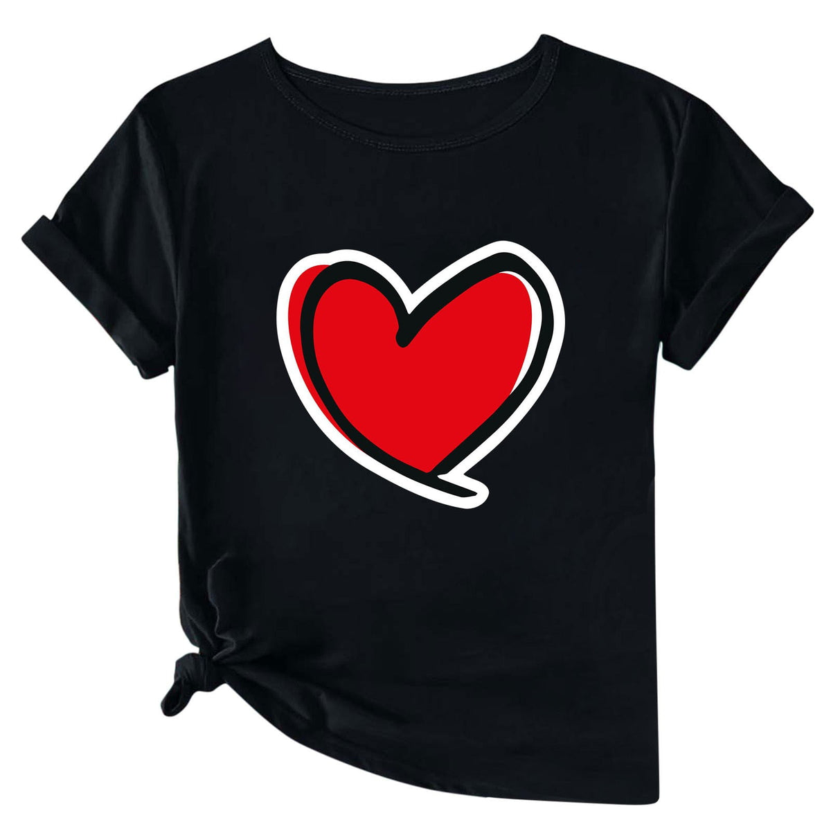 Womens Valentines Day T Shirt Love Graphic Tees for Women Fashion Crew Neck Casual Loose Short Sleeve Shirts (Black S)