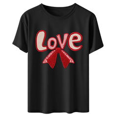 Womens Valentines Graphic Tees Cute Love Valentine Day Tshirts Summer Short Sleeve Casual Tees Pullover, 2XL Black