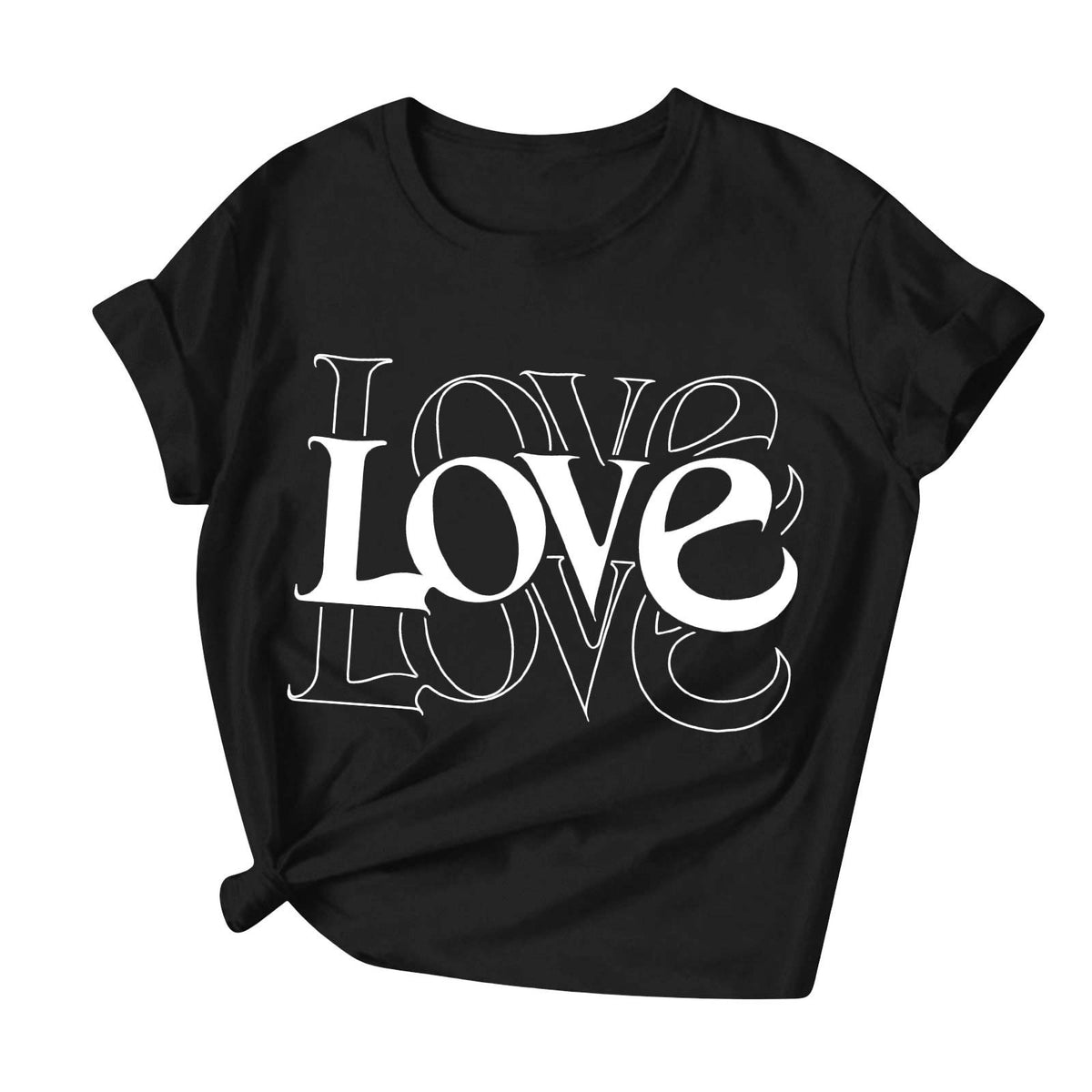 Womens Valentines Short Sleeve Tshirt Cute Crew Neck Graphic Tees Love Heart Casual Romantic Valentine Tee Tops, 2XL Black