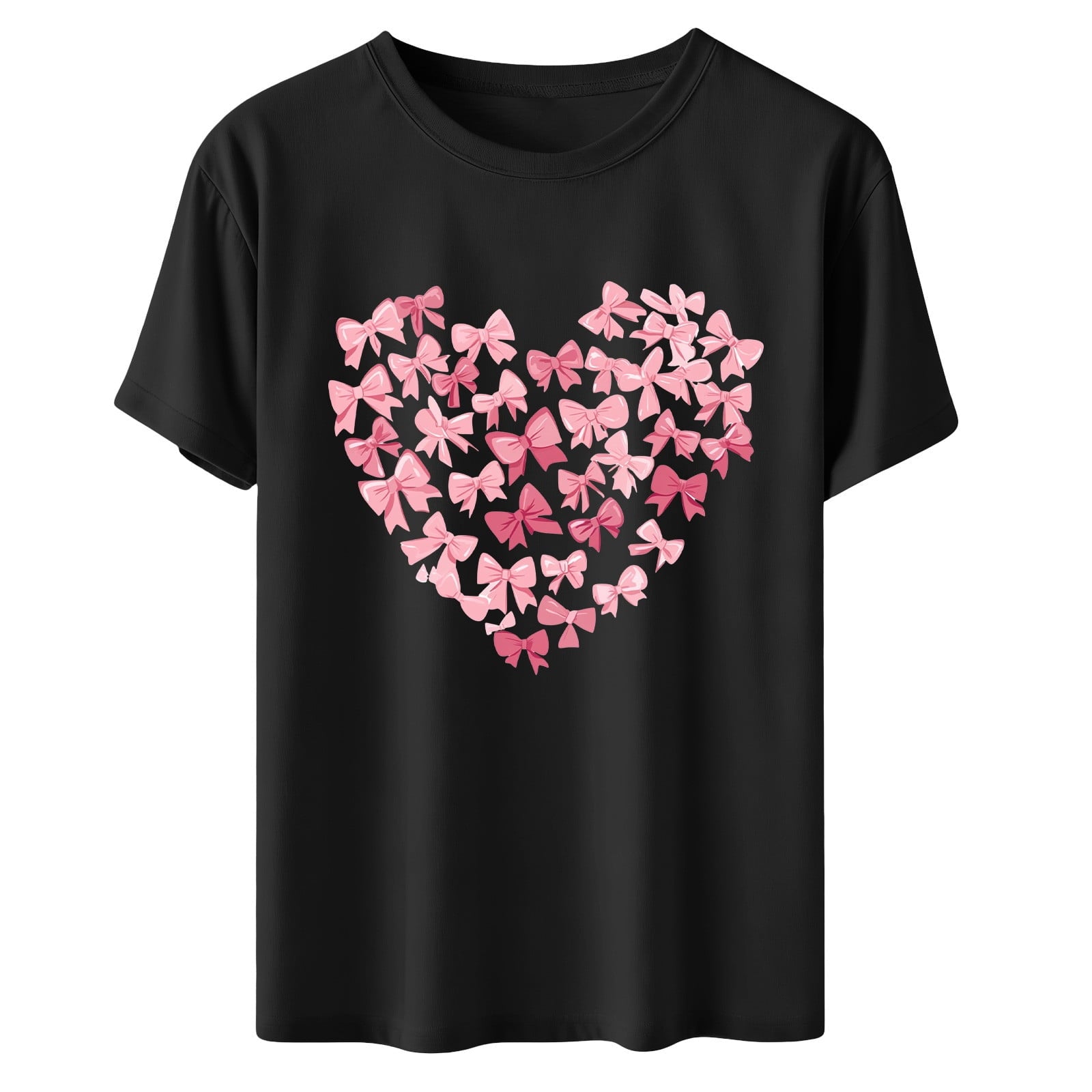 Womens Valentines Tshirts Cute Heart Valentine Day Graphic Tee Tops Summer Short Sleeve Casual Tees Pullover, 2XL Black