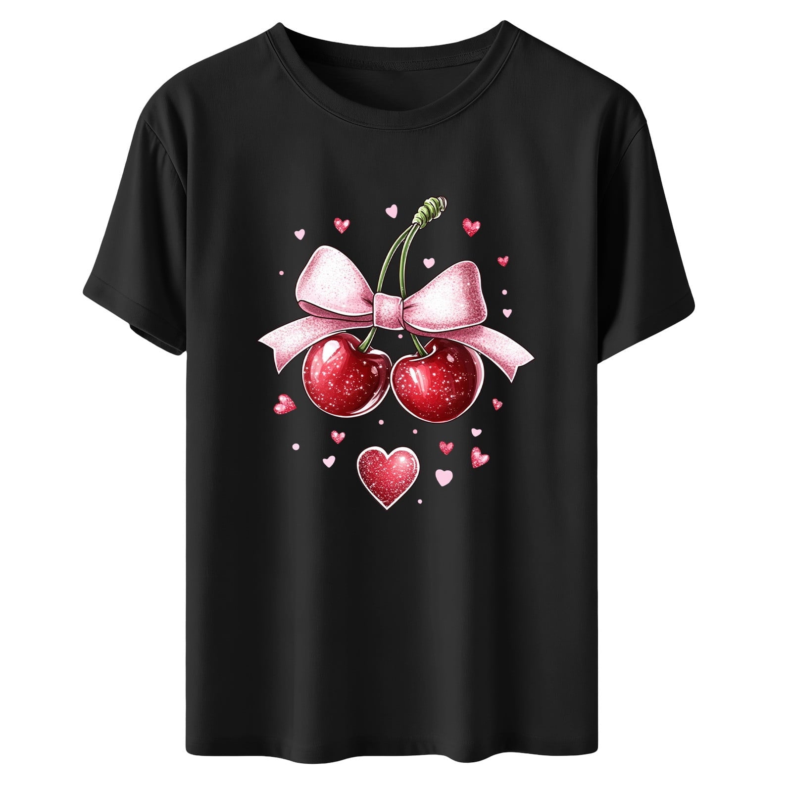 Womens Valentines Tshirts Cute Love Valentine Day Graphic Tees Summer Short Sleeve Casual Tees Pullover, 2XL Black