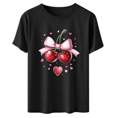 Womens Valentines Tshirts Cute Love Valentine Day Graphic Tees Summer Short Sleeve Casual Tees Pullover, 2XL Black