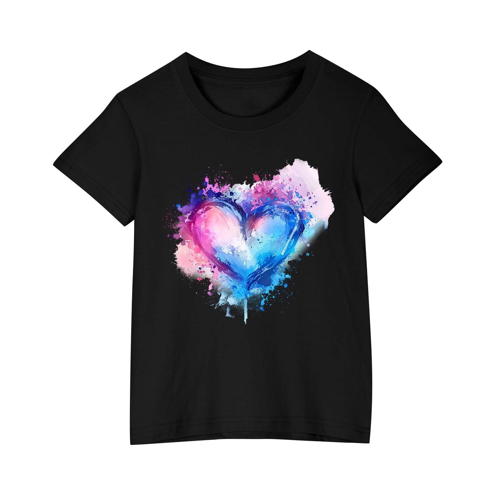 YLSDY Girls Love Shirts Valentine's Day Shirt Trendy Short Sleeve Tee Tops Kids Valentine Love Letter Heart Graphic Tshirt Black 4 Years