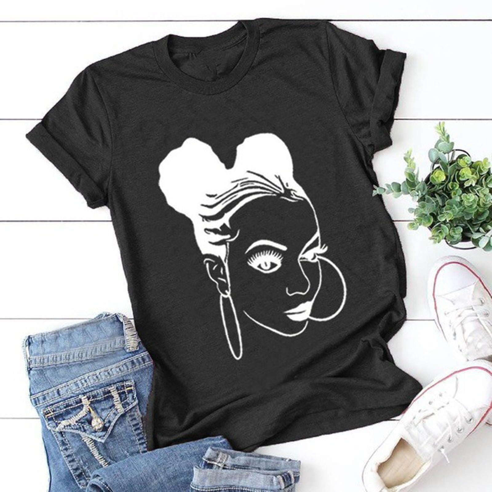 Babysbule Womens Shirts Fashion Women's Print Graphic Cute Tee Shirt Funny T Shirt Tops