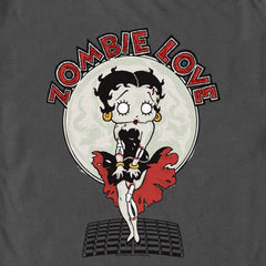 Men's Betty Boop Valentine's Day Zombie Love Dress Graphic Tee Charcoal 3X Large