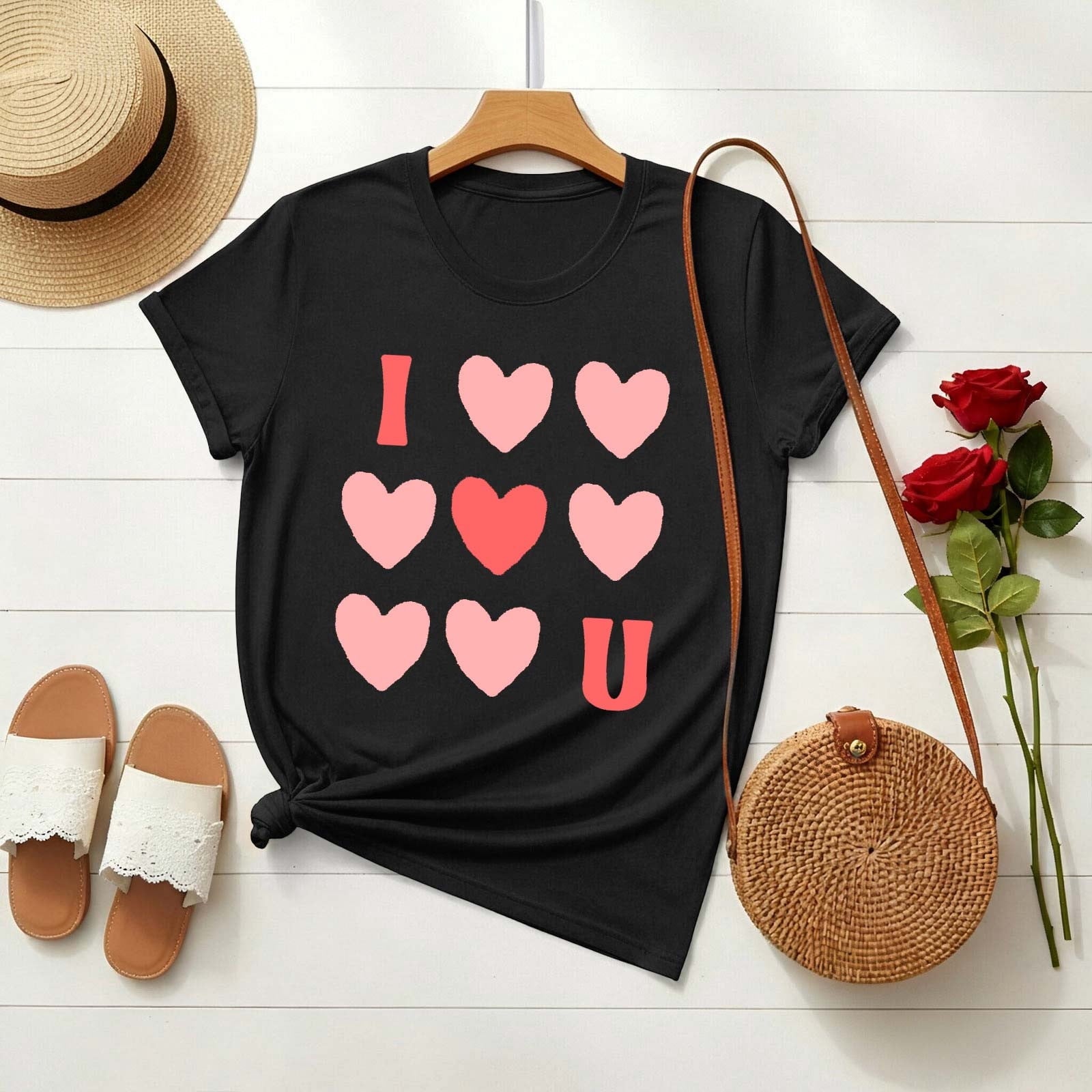 Riecok Womens Tops Plus Size valentines day shirts Crewneck Heart T Shirt for Women Short Sleeve Summer Casual Comfy Novelty Graphic Tops Black 3XL