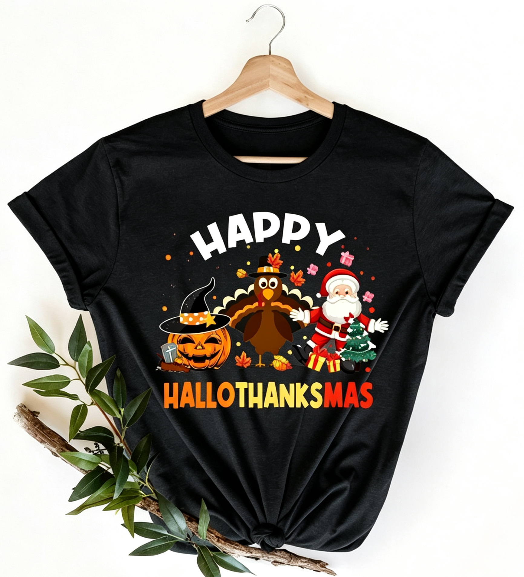 Fashion Plus Size Women's Casual T-Shirt with Halloween, Thanksgiving, and Christmas Prints Tees Tops Holiday gift For Family And Friends