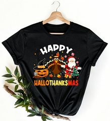 Fashion Plus Size Women's Casual T-Shirt with Halloween, Thanksgiving, and Christmas Prints Tees Tops Holiday gift For Family And Friends