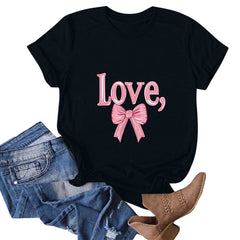 ShiShine Women's Love Graphic T Shirt Short Sleeve Casual Crewneck Tee Tops Summer Trendy Valentines Day Shirts