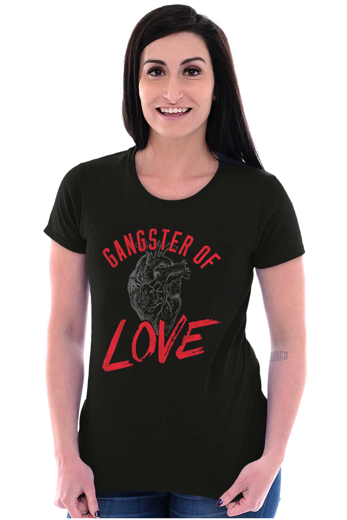 Gangster Of Love Funny Valentines Day Womens Slim Fit Graphic Tee Brisco Brands L