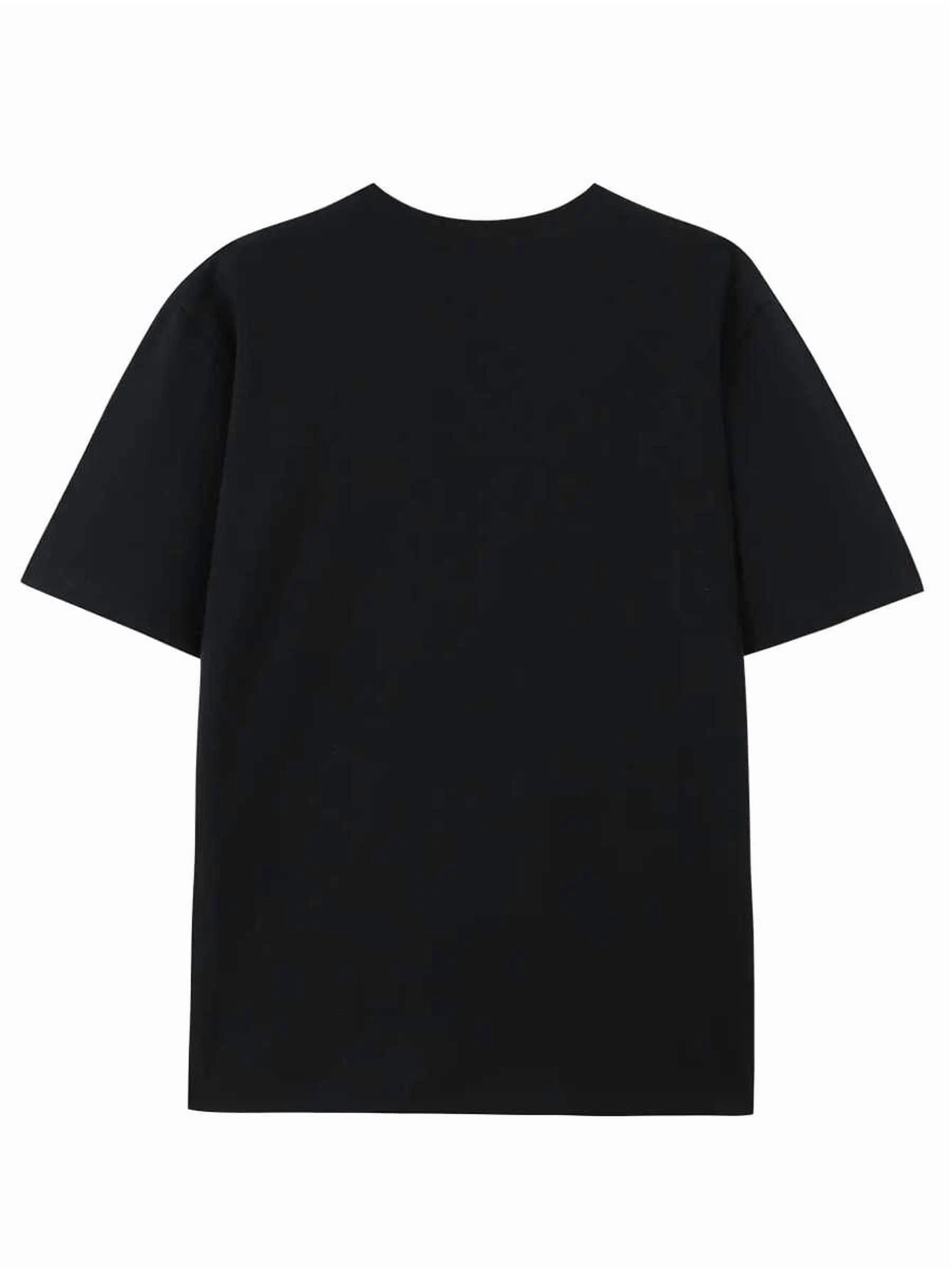 Women's Black "Distressed Checkerboard Heart" Graphic T-Shirt, Crew Neck Casual Top