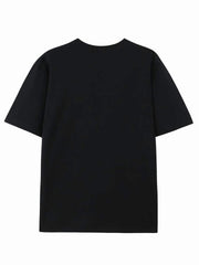 Women's Black "Distressed Checkerboard Heart" Graphic T-Shirt, Crew Neck Casual Top