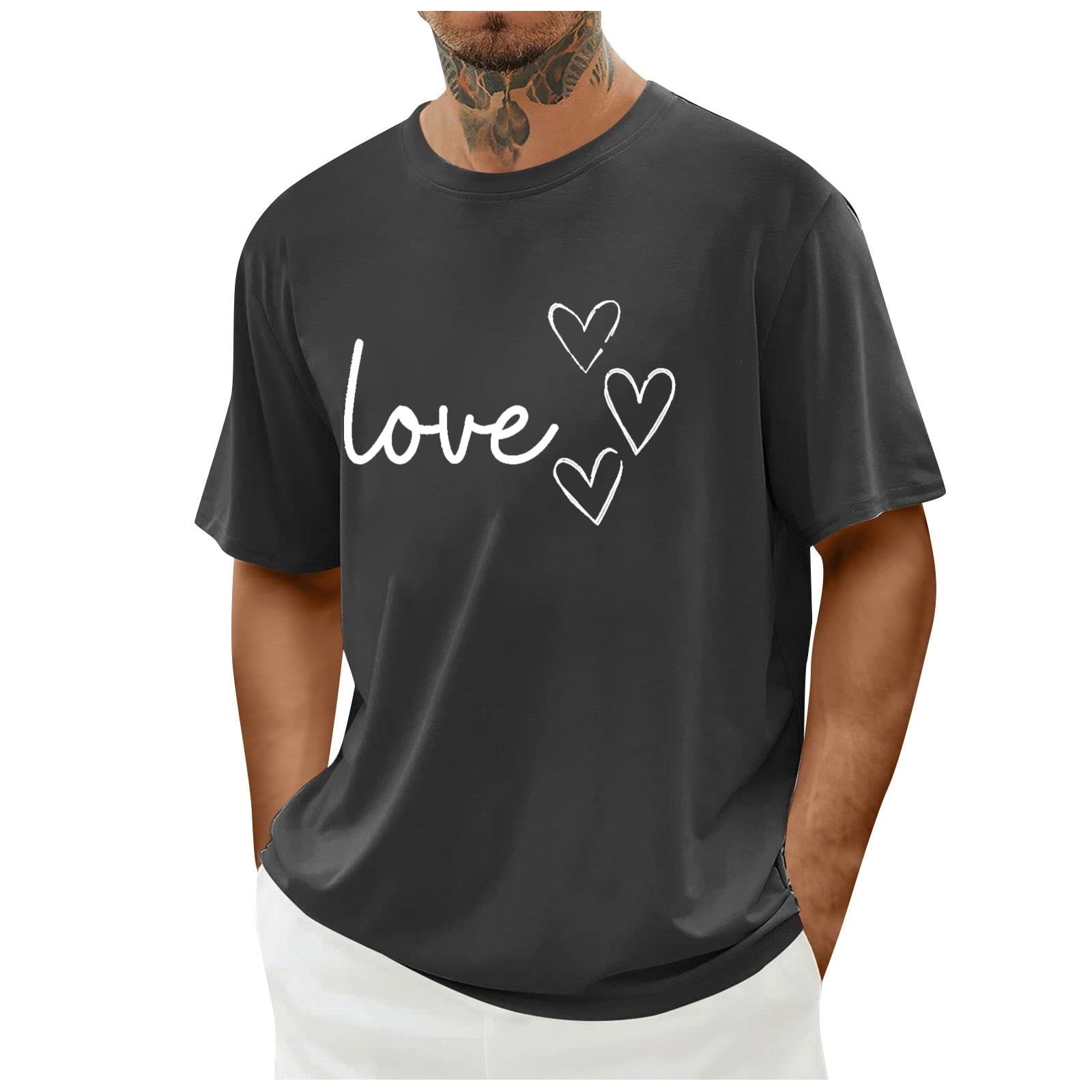 biudgviw Men's Valentines Day Shirt Short Sleeve Casual Printed Graphic Tee Tops Crewneck Lightweight Loose Fit T-Shirt S-XXL