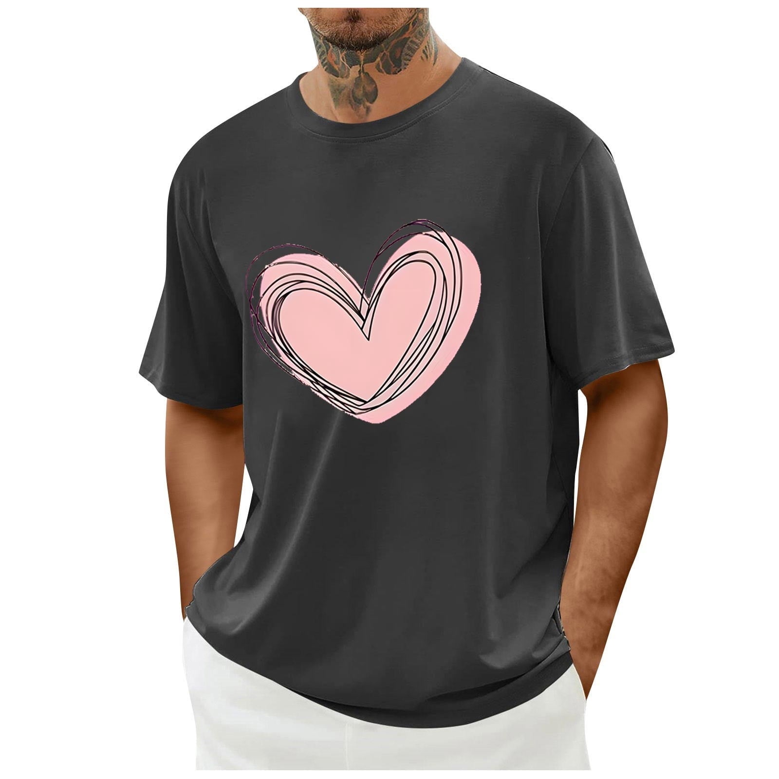 biudgviw Men's Valentines Day Shirt Short Sleeve Casual Printed Graphic Tee Tops Crewneck Lightweight Loose Fit T-Shirt S-XXL