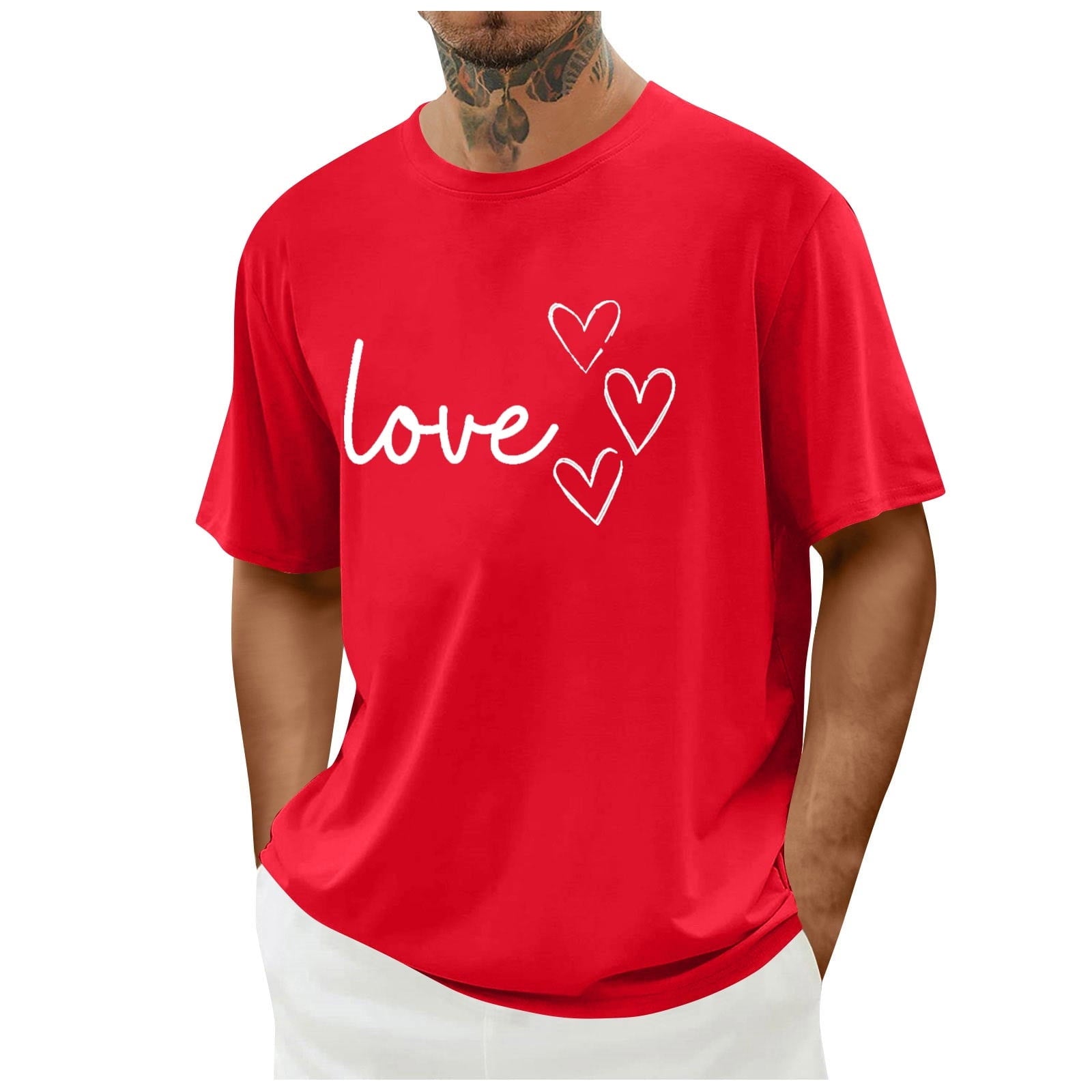 biudgviw Men's Valentines Day Shirt Short Sleeve Casual Printed Graphic Tee Tops Crewneck Lightweight Loose Fit T-Shirt S-XXL