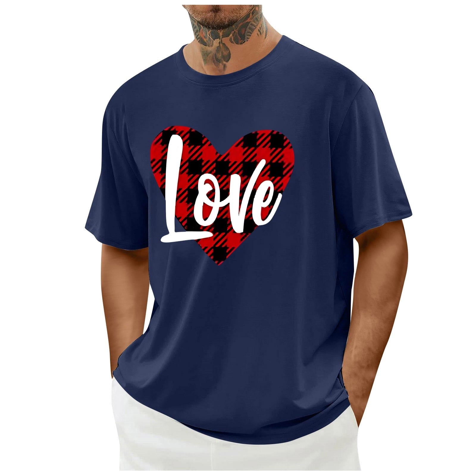 biudgviw Men's Valentines Day Shirt Short Sleeve Casual Printed Graphic Tee Tops Crewneck Lightweight Loose Fit T-Shirt S-XXL