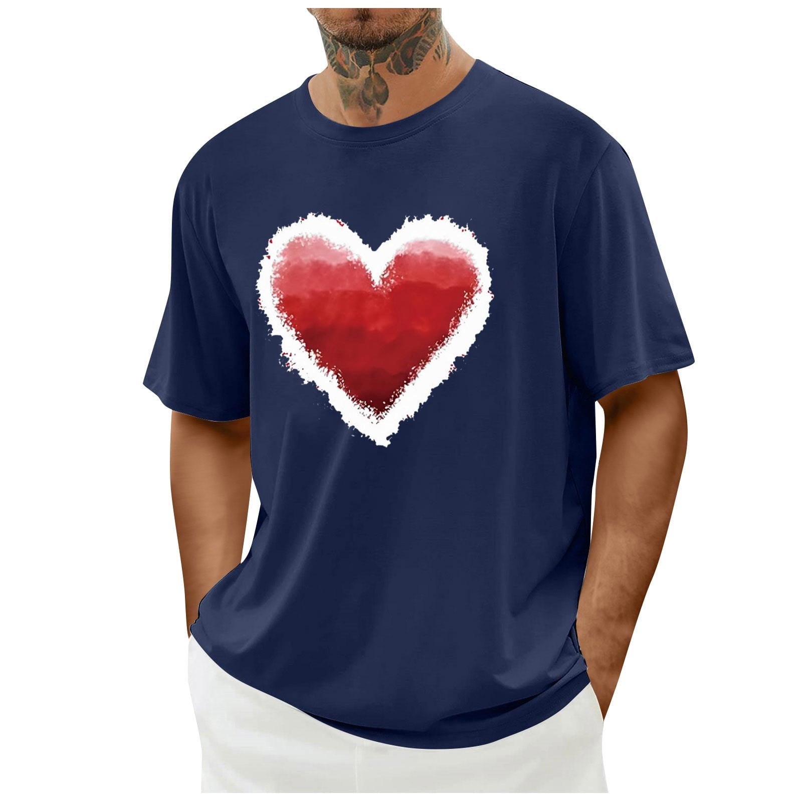 biudgviw Men's Valentines Day Shirt Short Sleeve Casual Printed Graphic Tee Tops Crewneck Lightweight Loose Fit T-Shirt S-XXL