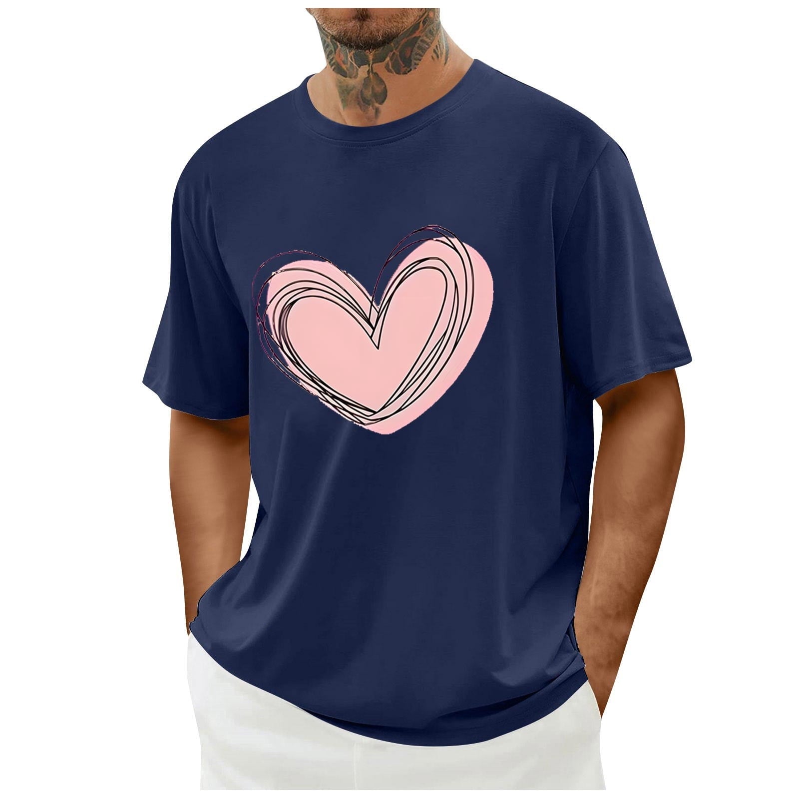 biudgviw Men's Valentines Day Shirt Short Sleeve Casual Printed Graphic Tee Tops Crewneck Lightweight Loose Fit T-Shirt S-XXL